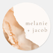 Joshua Tree Bohemian Neutral Bride + Groom Ronde Sticker (Voorkant)