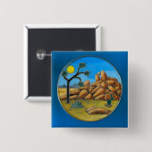 Joshua Tree- Fish Rock Knop Vierkante Button 5,1 Cm (Voorkant /achterkant)