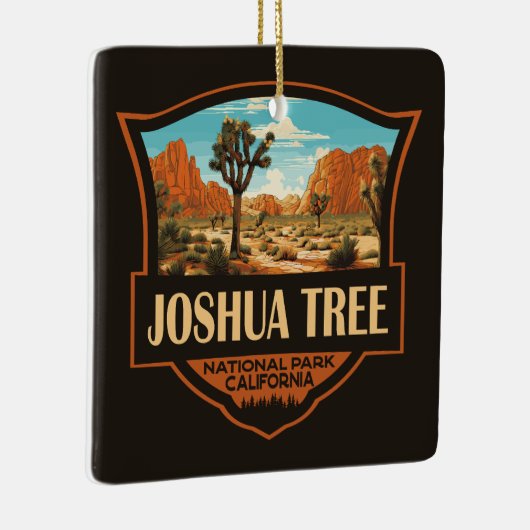 Joshua Tree National Park Illustratie Retro Keramisch Ornament (Rechts)