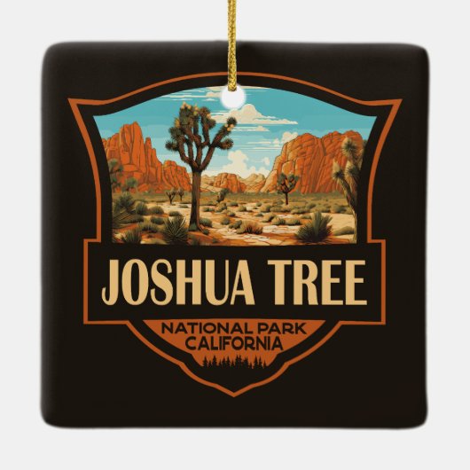 Joshua Tree National Park Illustratie Retro Keramisch Ornament (Achterkant)