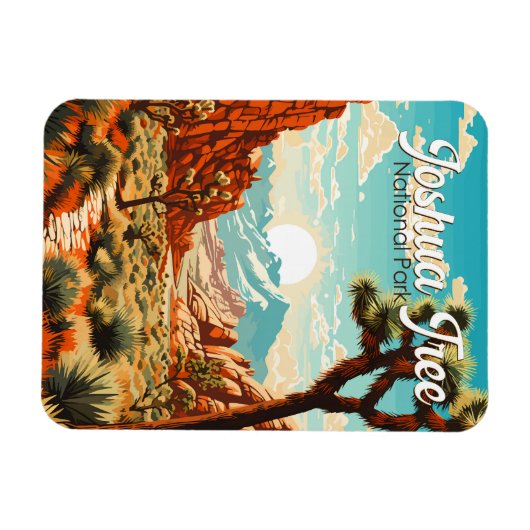 Joshua Tree National Park Illustratie Retro Magneet (Horizontaal)