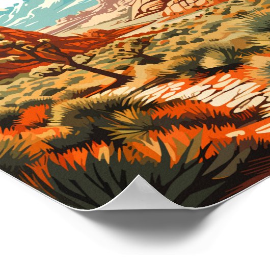 Joshua Tree National Park Illustratie Retro Poster (Hoek)