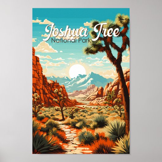 Joshua Tree National Park Illustratie Retro Poster (Voorkant)