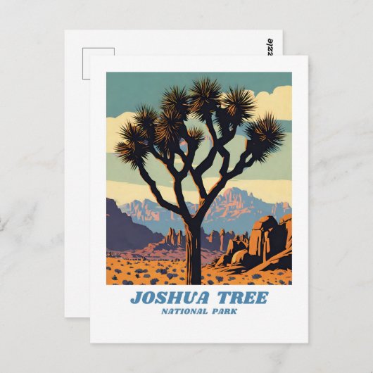 Joshua Tree National Park illustratie retro Sceni Briefkaart (Voorkant / Achterkant)