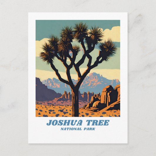Joshua Tree National Park illustratie retro Sceni Briefkaart (Voorkant)