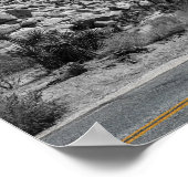 Joshua Tree Rocks met Road - Foto van Californië Poster (Hoek)