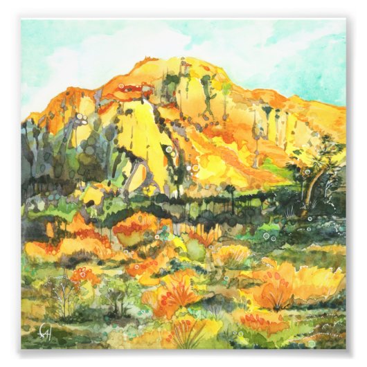 Joshua Tree Sunset - waterverf schilderij Foto Afdruk (Voorkant)