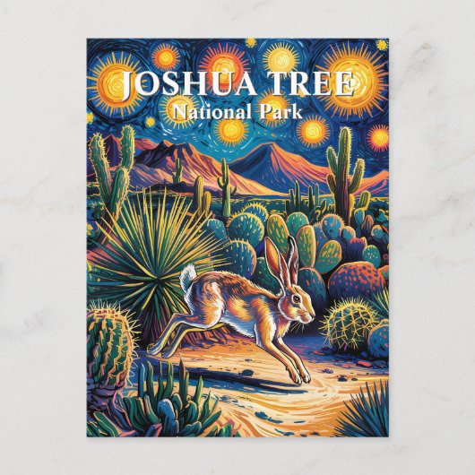 Joshua Tree Van Gogh Desert Wildlife Jackrabbit Briefkaart (Voorkant)