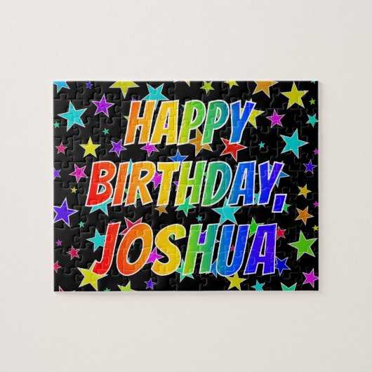 "JOSHUA" voornaam, geun "HAPPY BIRTHDAY" Legpuzzel (Horizontaal)