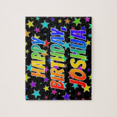 "JOSHUA" voornaam, geun "HAPPY BIRTHDAY" Legpuzzel (Verticaal)