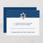 Josiah Silver Jewish Star Bar Mitzvah Invitation (Devant / Derrière)