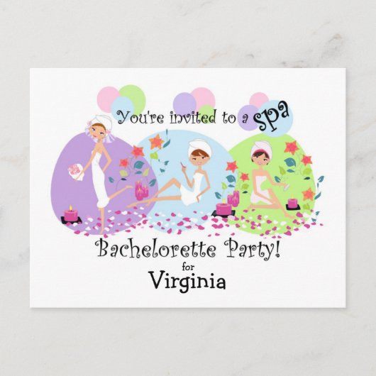 Jote Bachelorette Spa de la fête des invitations p (Devant)