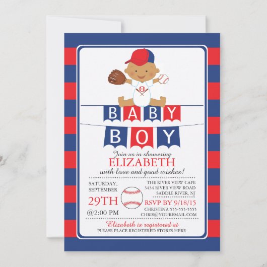 Jote Baseball Boys Baby shower Invitation (Devant)