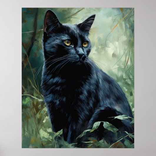 Jote Black Bombay Cat Art Imprimer Poster (Devant)