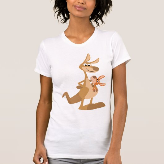 Jote Cartoon Kangaroo maman et Joey femme T-shirt (Devant)