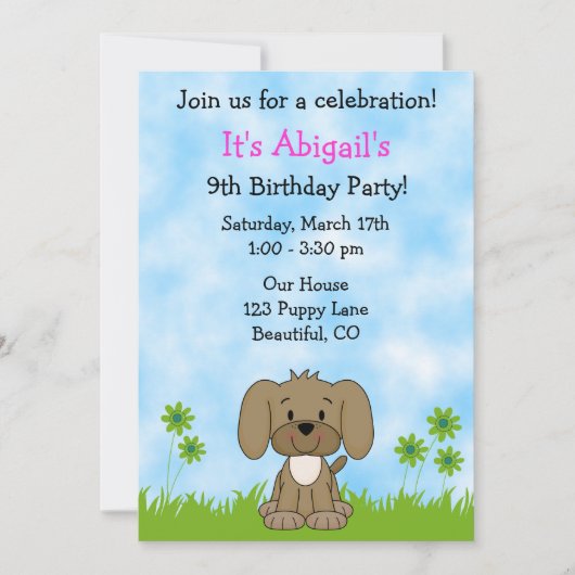 Jote Chien Chien Chien Anniversaire Invitation pou (Devant)