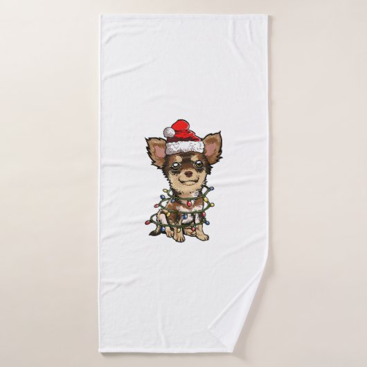 Jote Chihuahua Père Noël Feux de Noël Joyeux Noël (Serviette de bain)