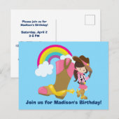 Jote Cowgirl Rodeo Anniversaire Fête Invitation (Devant / Derrière)