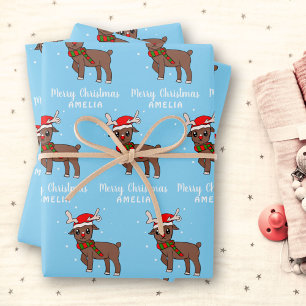 Jote Deer avec Santa Hat Kids Papier d'enveloppeme