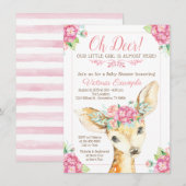 Jote Deer Baby Girl Shower Invitations (Devant / Derrière)