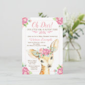 Jote Deer Baby Girl Shower Invitations (Debout devant)