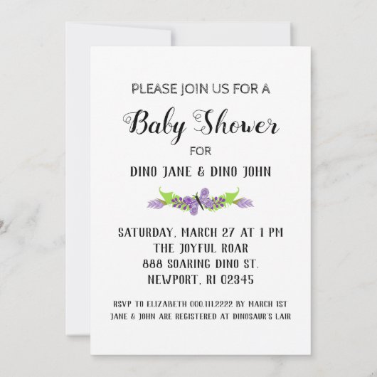 *~* Jote Dinosuar Papillon Star Douche Invitation (Dos)