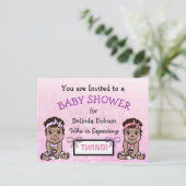 Jote Ethnic Twin Girls Baby Shower Invitations (Debout devant)