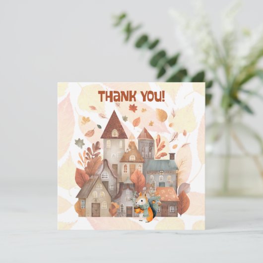 Jote Fall Owl/Squirrel Boy Invitation Anniversaire (Debout devant)