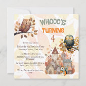 Jote Fall Owl/Squirrel Boy Invitation Anniversaire (Devant)