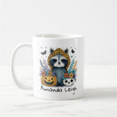 Jote Fall Raccoon Halloween florale Mug (Gauche)