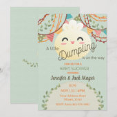 Jote Green Petite Dumpling Baby shower Invitation (Devant / Derrière)