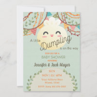 Jote Green Petite Dumpling Baby shower Invitation