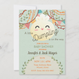 Jote Green Petite Dumpling Baby shower Invitation