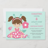 Jote Ladybug Girls Anniversaire Invitation (Devant)