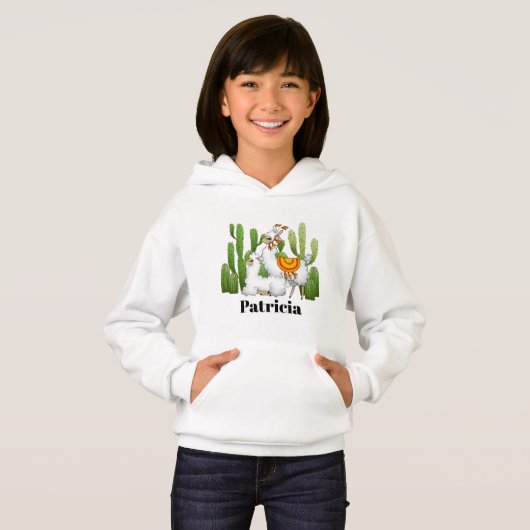 Jote llama filles ajouter nom sweat - shirt à capu (Devant entier)
