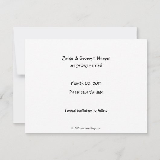 Jote Mariée et Groom Enregistrer les cartes de dat (Dos)