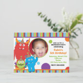 Jote Monsters Anniversaire Fête Photo Invitation (Debout devant)