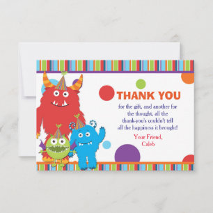 Jote Monsters Carte de remerciements de fête d'ann