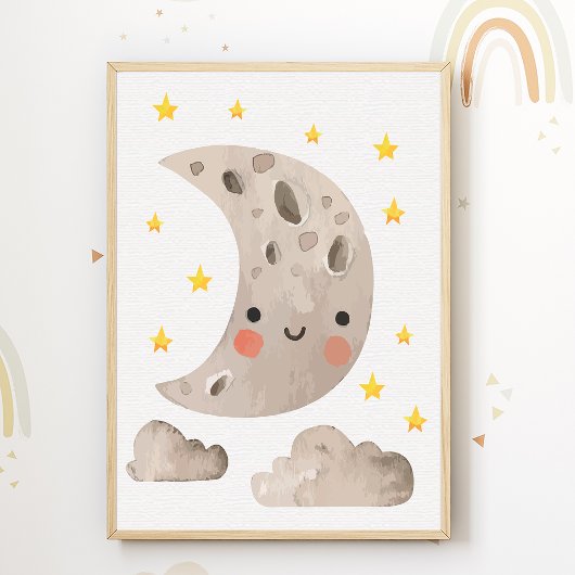 Jote Moon Stars Salle Décor Nursery Poster