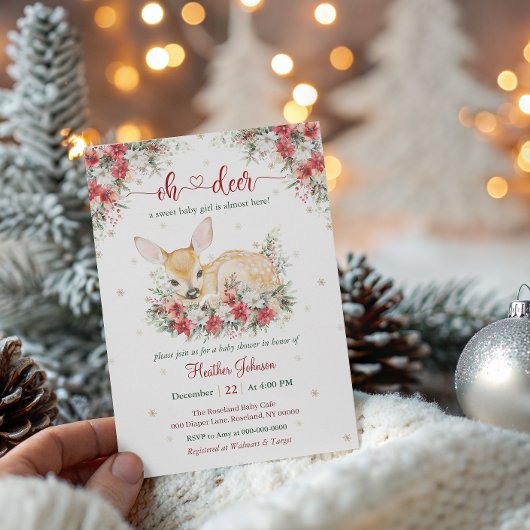 Jote Noël Oh Deer Baby shower Invitation