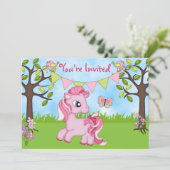 Jote Pink Cheval Anniversaire Invitations (Debout devant)