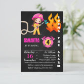 Jote Pompier rose Invitation Anniversaire (Debout devant)