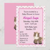Jote Pony Baby Shower Invitations pour les filles (Devant / Derrière)