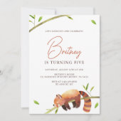 Jote Red Panda Anniversaire minimaliste Invitation (Devant)