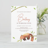 Jote Red Panda Anniversaire minimaliste Invitation (Debout devant)