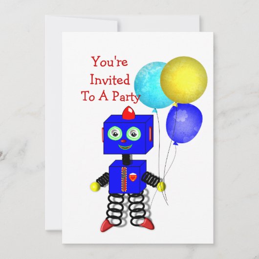 Jote Robot Boys Invitations de fête d'anniversaire (Devant)