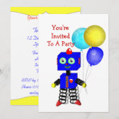 Jote Robot Boys Invitations de fête d'anniversaire (Devant / Derrière)