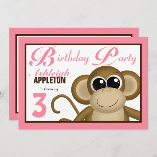 Jote Singe rose Invitations de fête d'anniversaire (Devant / Derrière)