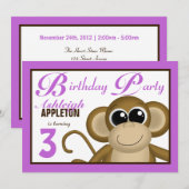 Jote Singe Violet Invitations de fête d'anniversai (Devant / Derrière)