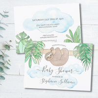 Jote Sloth Genre Neutre Baby shower Invitation